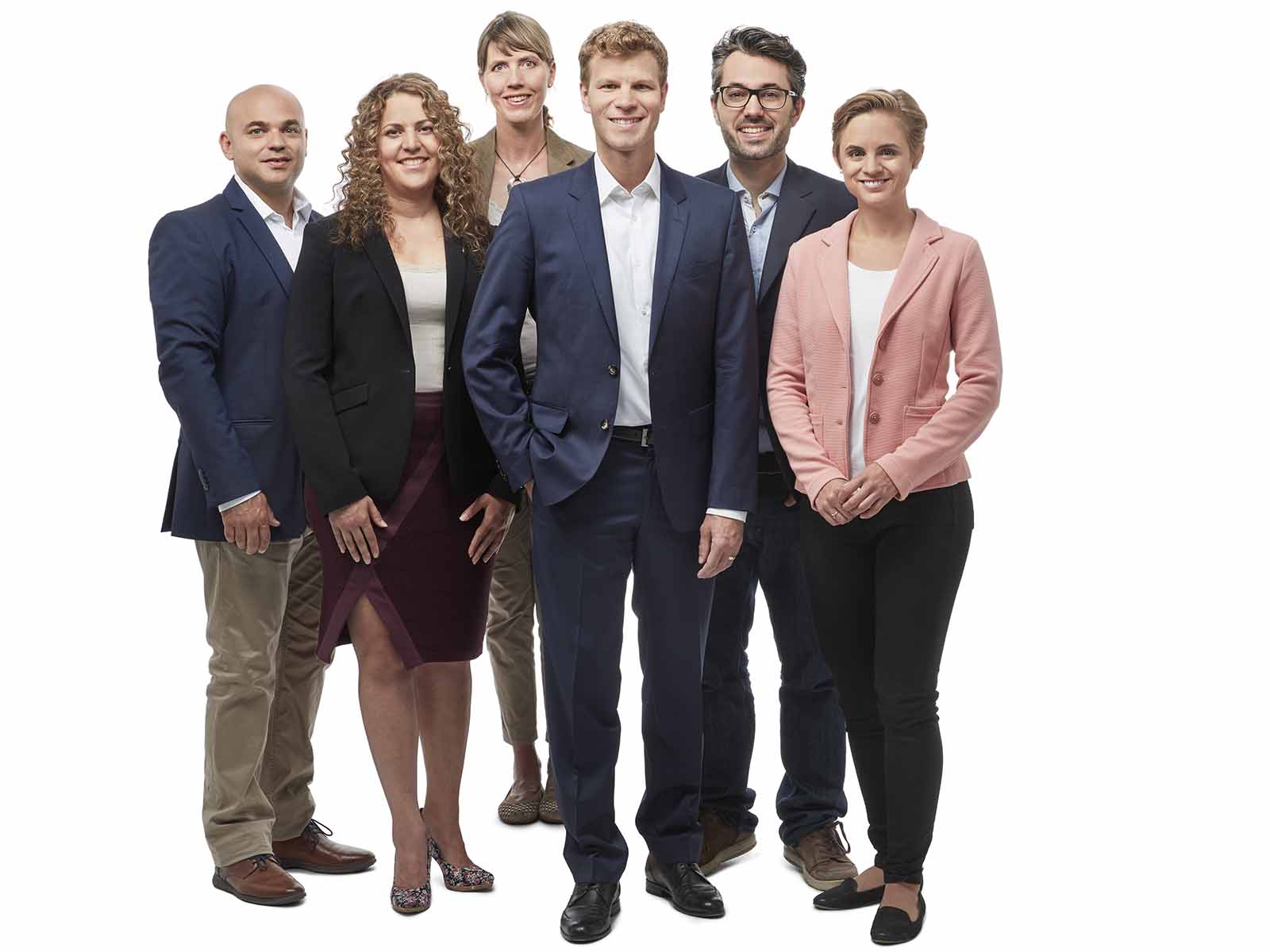 Die Top-Kandidaten der glp 6/10 Kantonsratsliste von links nach rechts: Ronny Siev, Daniela Güller, Simone Hofer, Danny Häuptli (bisher), Manuel Frick und Florine Angele.