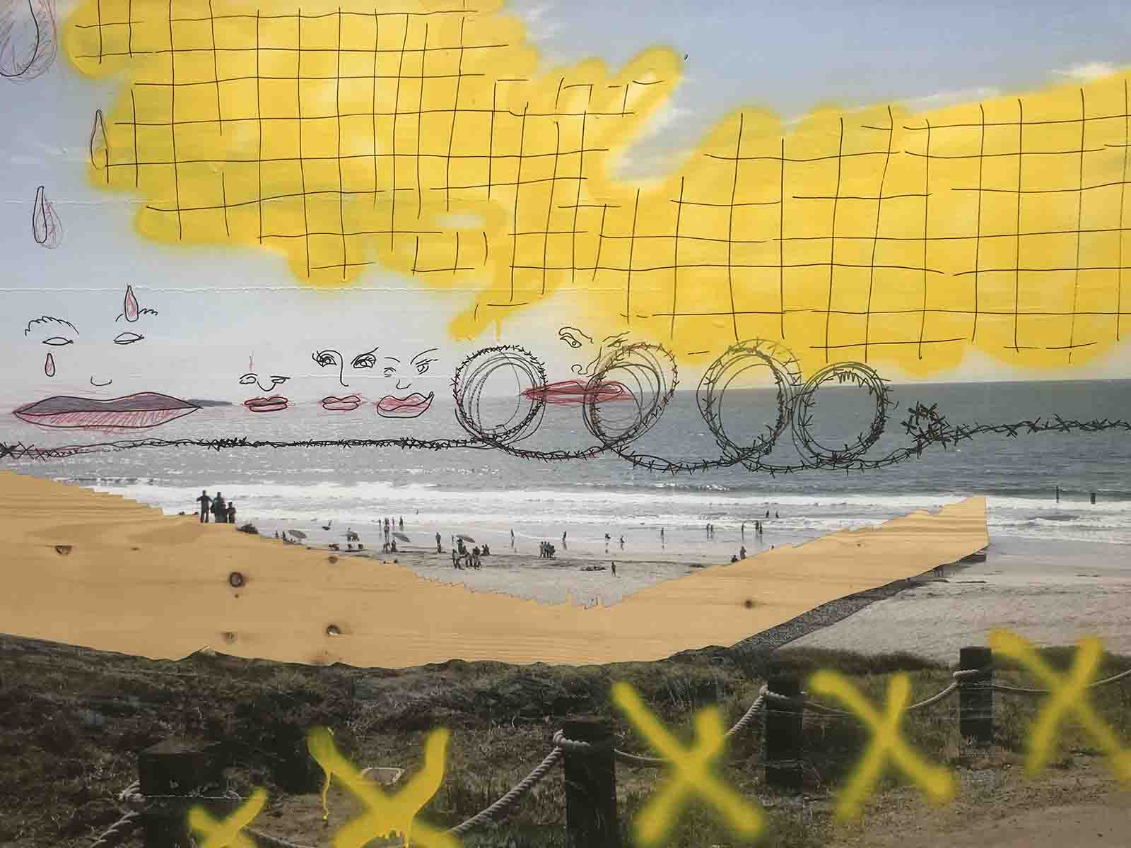 Eine harmlose Strandszene wird vom Schrecken heimgesucht – nicht nur auf einem Bild, sondern auch in der Realität.